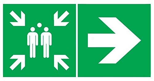 Autocollant vinyl - Point rassemblement évacuation droit - L.290 x H.210 mm