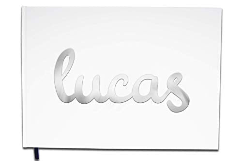UTTSCHEID Livre d'or avec prénom : Lucas - Anniversaire, Souvenir, Cadeau - Lettres chromées -100 Pages - Qualité Premium