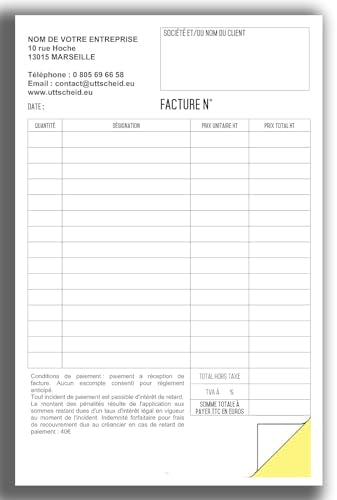 Factures - Commandes - Devis >AUTOCOPIANTES< >PERSONNALISÉES< - Lot de 50 feuilles