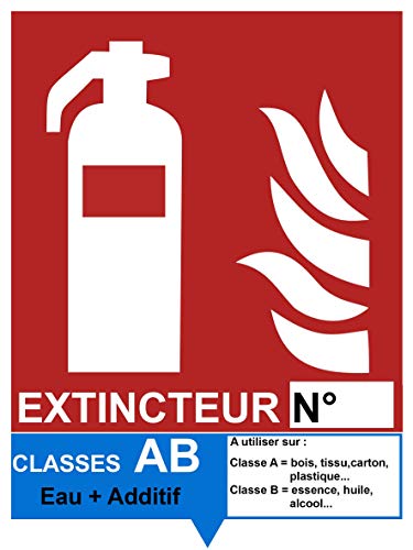Autocollant vinyl - Signalétique extincteur AB Eau + Additif - L.150 x H.200 mm