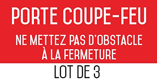 Autocollant vinyl - Porte coupe-feu ne mettez pas d'obstacle à la fermeture - L.200 x H.100 mm