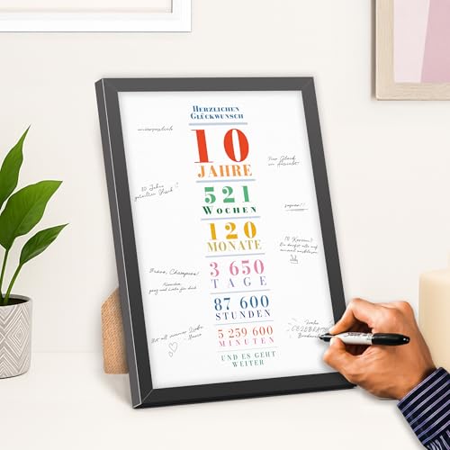 UTTSCHEID Carte Souvenir Personnalisable Élégante – Idéale pour Anniversaire, Mariage, Retraite – Affiche Typographique Verticale – Alternative au Livre d’Or - Avec ou Sans cadre