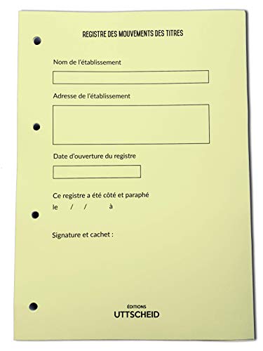 Registre Classeur Mouvements des Titres avec Recharge 50 feuillets