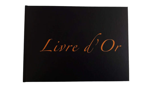 UTTSCHEID Livre d'or Format A4 Paysage - 100 Pages - Couverture Noire Mate, Lettres Oranges - Qualité Premium