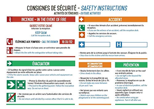 Autocollant vinyl waterproof - Consignes de sécurité piscine - L.300 x H.200 mm