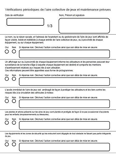 Registre de sécurité relatif aux aires collectives de jeux Version 2025 - Editions UTTSCHEID