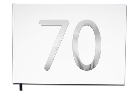 Livre d'or 70 Ans - Anniversaire, Mariage, Retraite - Lettres chromées -100 Pages - Qualité Premium - Uttscheid - Blanc Pur