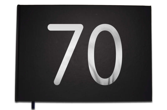UTTSCHEID Livre d'or 70 Ans - Anniversaire, Mariage, Retraite - Lettres chromées -100 Pages - Qualité Premium Noir Carbone