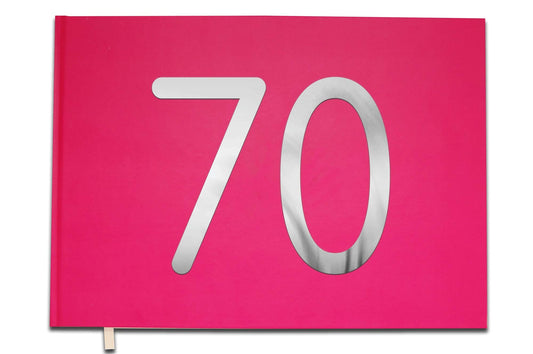 UTTSCHEID Livre d'or 70 Ans - Anniversaire, Mariage, Retraite - Lettres chromées -100 Pages - Qualité Premium Rose Macaron