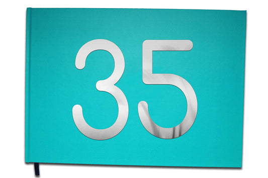 UTTSCHEID Livre d'or 35 Ans - Anniversaire, Mariage, Retraite - Lettres chromées -100 Pages - Qualité Premium Bleu Calanque