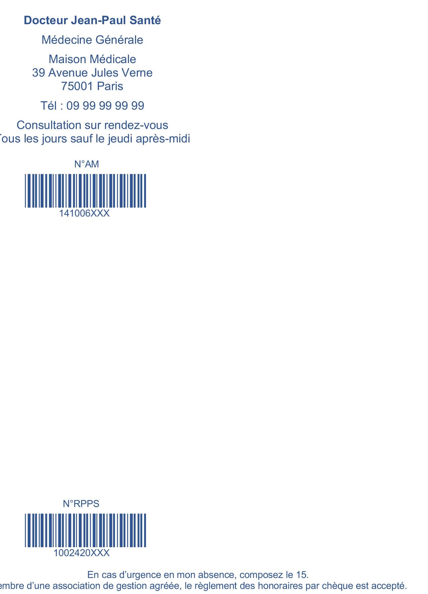 Lot de 100 - Bloc de 100 ordonnances - Ordonnancier personnalisé pour les professionnels de santé