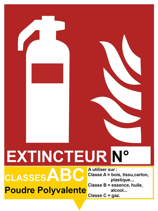 Autocollant Vinyl - Autocollant Vinyl - Signalétique extincteur ABC Poudre Polyvalente - L.150 x H.200 mm - 1