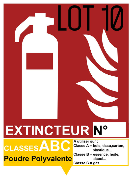 Autocollant vinyl - Autocollant vinyl - Signalétique extincteur ABC Poudre Polyvalente - L.150 x H.200 mm - 10