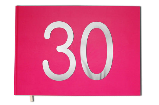 Livre d'or rose - 30 ans - Anniversaire, souvenirs - Paysage - Couverture mate, lettres chromées -100 pages - Qualité premium