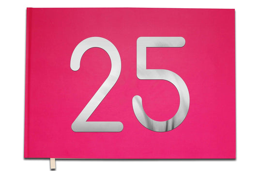 UTTSCHEID Livre d'or 25 Ans - Anniversaire, Mariage, Retraite - Lettres chromées -100 Pages - Qualité Premium Rose Macaron