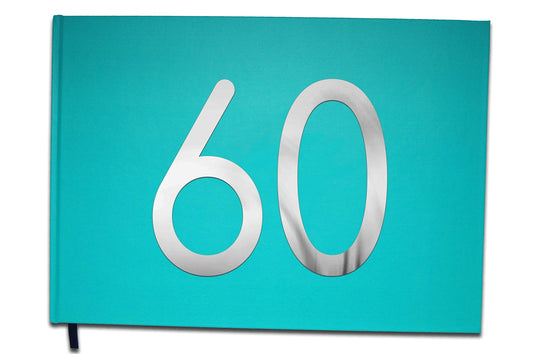 Livre d'or 60 Ans - Anniversaire, Mariage, Retraite - Lettres chromées -100 Pages - Qualité Premium - Uttscheid - Bleu Calanque