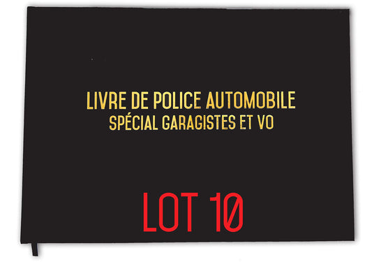 Registre spécial garagistes garages et VO - Livre de police automobile - 100 pages - Qualité premium - 10