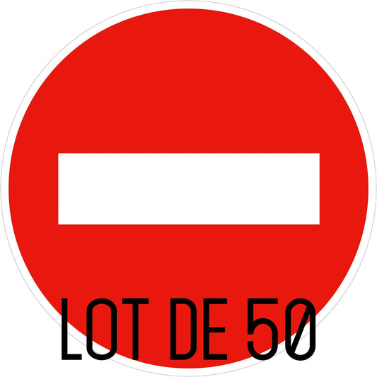 Autocollant vinyl - Panneau de sens interdit - Diamètre de 200 mm - 50