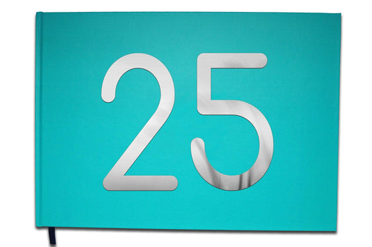 UTTSCHEID Livre d'or 25 Ans - Anniversaire, Mariage, Retraite - Lettres chromées -100 Pages - Qualité Premium Bleu Calanque