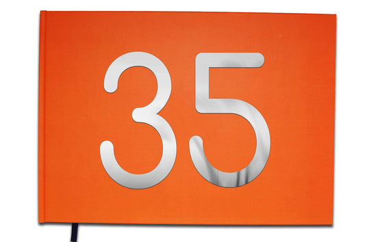 UTTSCHEID Livre d'or 35 Ans - Anniversaire, Mariage, Retraite - Lettres chromées -100 Pages - Qualité Premium Orange Corail