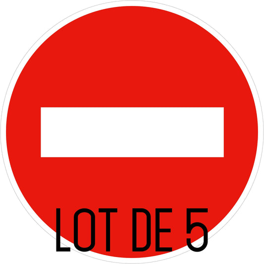 Autocollant vinyl - Panneau de sens interdit - Diamètre de 200 mm - 5