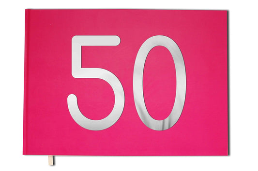 UTTSCHEID Livre d'or 50 Ans - Anniversaire Souvenirs - Paysage - Couverture Mate Lettres chromées -100 Pages - Qualité Premium Rose Macaron