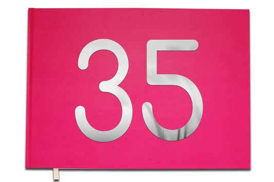 UTTSCHEID Livre d'or 35 Ans - Anniversaire, Mariage, Retraite - Lettres chromées -100 Pages - Qualité Premium Rose Macaron