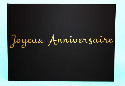 UTTSCHEID Joyeux Anniversaire - Joyeux Anniversaire - Livre d'or - 100 Pages Couverture Noire - Lettres dorées - A4 Paysage