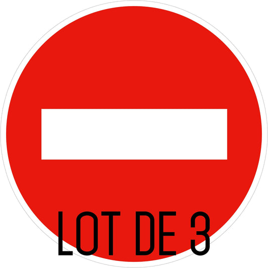 Autocollant vinyl - Panneau de sens interdit - Diamètre de 200 mm - 3