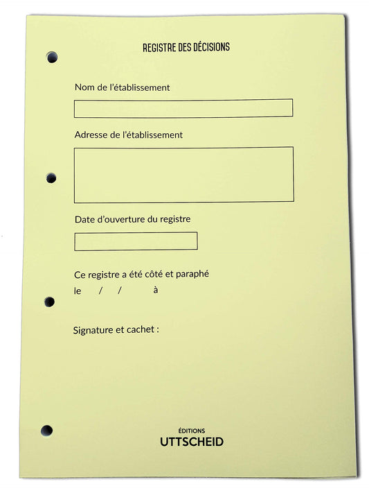 Registre Classeur des Décisions avec Recharge de 100 feuillets numérotés