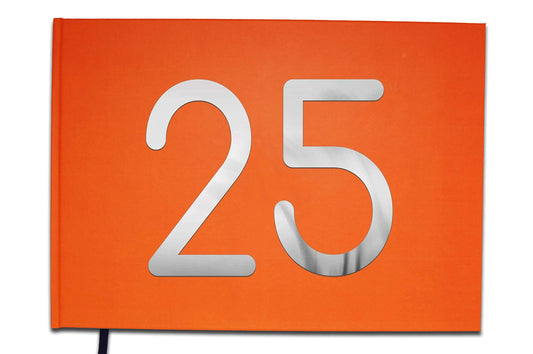 UTTSCHEID Livre d'or 25 Ans - Anniversaire, Mariage, Retraite - Lettres chromées -100 Pages - Qualité Premium Orange Corail