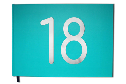 Livre d'or bleu - 18 ans - Anniversaire, souvenirs - Paysage - Couverture mate, lettres chromées -100 pages - Qualité premium