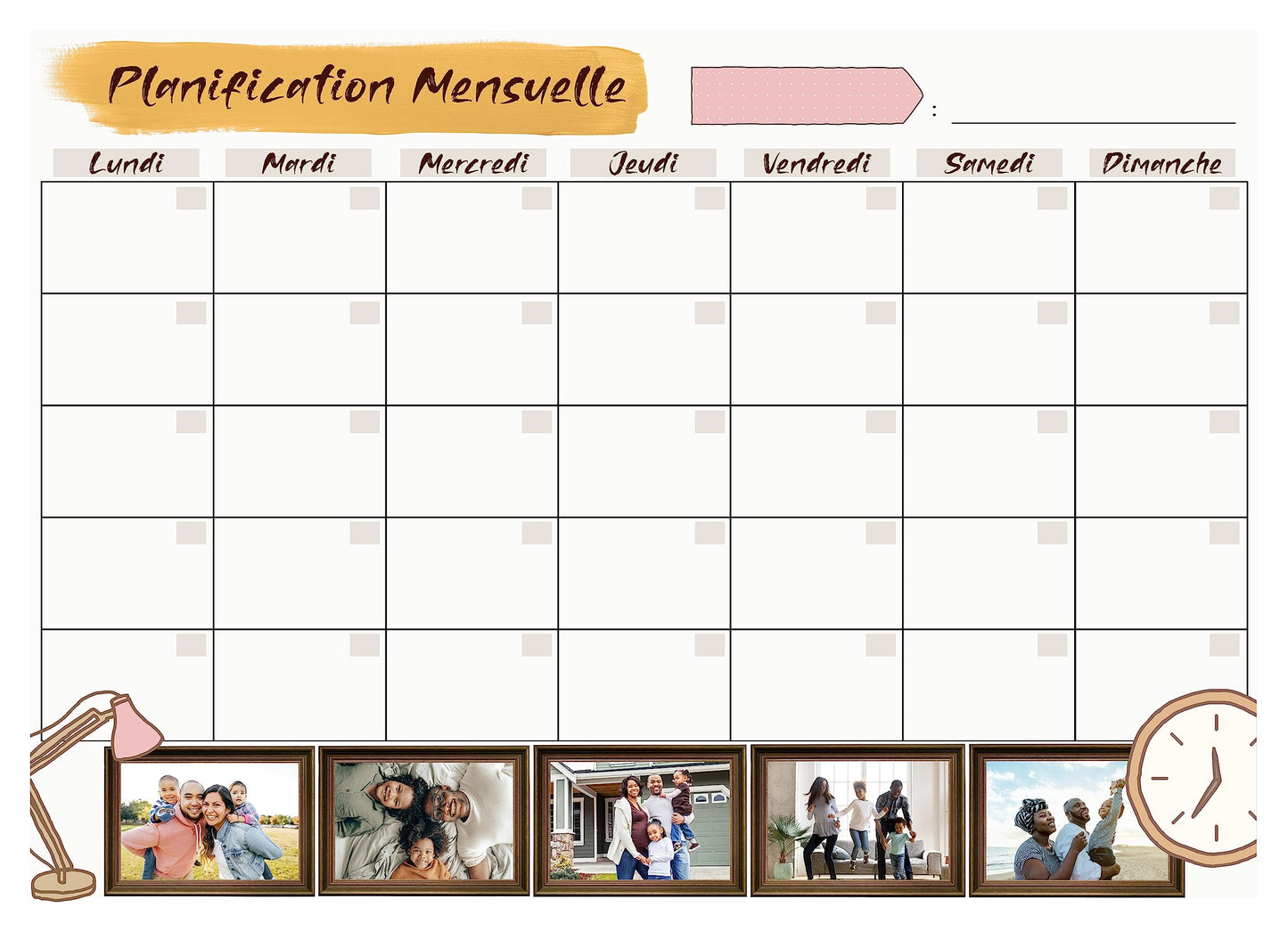Calendrier Personnalisé Magnétique ou adhésif - Planning Repas Familiaux - Emploi du temps - Tâches - Tableau Aimanté - Hebdomadaire - Mensuel - En Français (Plannification mensuelle)