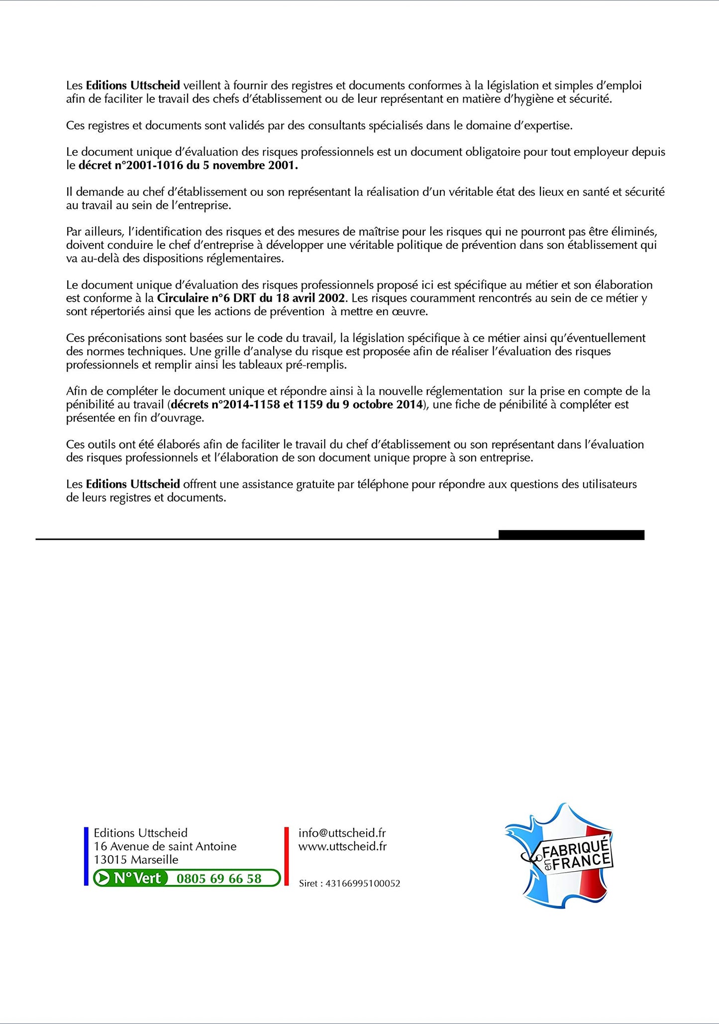 Document unique d'évaluation des risques professionnels métier (Pré-rempli) : Cabinet Médical - Médecin - Version 2025