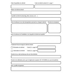 Registre des déchets sortants pour tout établissements