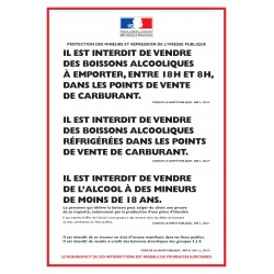 Autocollant vinyl - PROTECTION DES MINEURS ET RÉPRESSION DE L'IVRESSE PUBLIQUE - Station service - L.148 x H.210 mm
