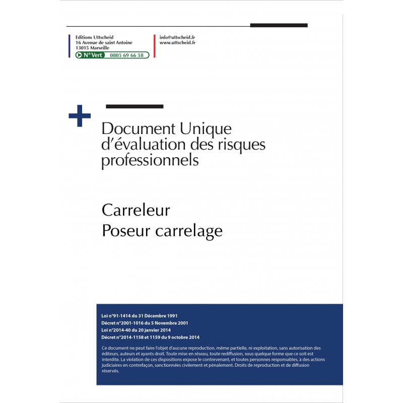 Document unique métier : Carreleur - Poseur carrelage Document unique métier : Carreleur - Poseur carrelage