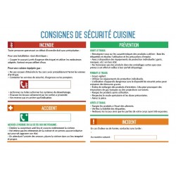 Autocollant vinyl - Consignes de sécurité cuisine - L.300 x H.200 mm