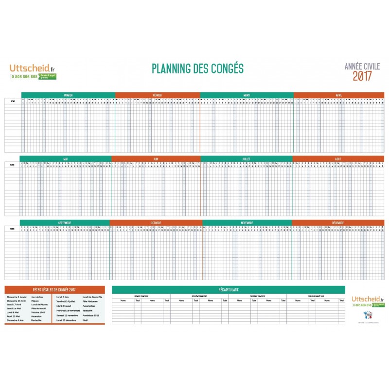 Planning d'organisation des congés - Année civile 2016 Planning d'organisation des congés - Année civile 2016