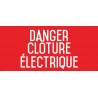 Danger : clôture électrique - Autocollant vinyl waterproof - L.200 x H.100 mm