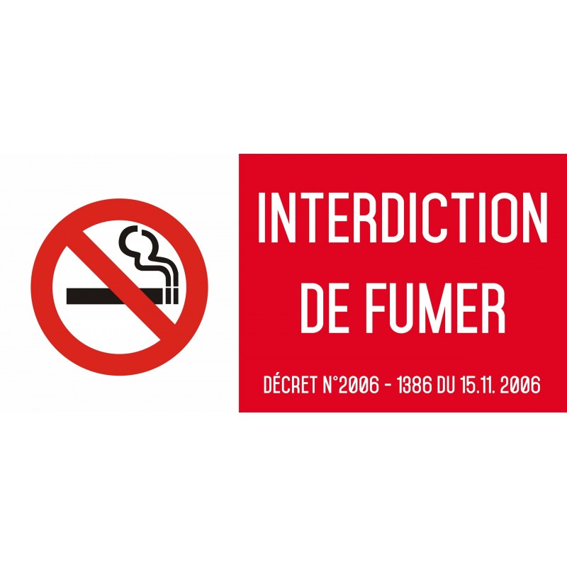 Autocollant vinyl - Interdiction interdit de fumer - L.200 x H.100 mm