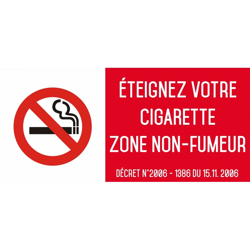 Eteignez votre cigarette zone non-fumeur - Autocollant vinyl waterproof - L.200 x H.100 mm
