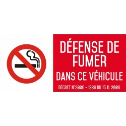 Défense de fumer dans ce véhicule - Autocollant vinyl waterproof - L.200 x H.100 mm