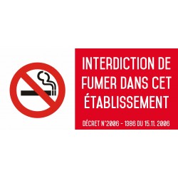 Interdiction de fumer dans cet établissement - Autocollant vinyl waterproof - L.200 x H.100 mm