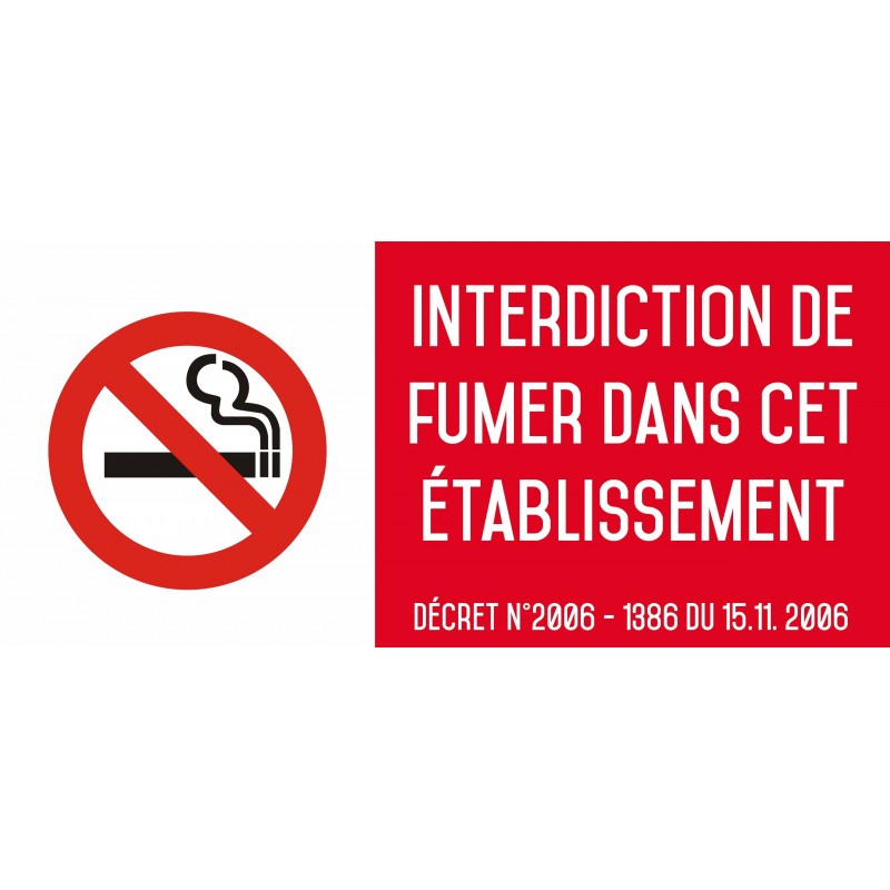 Autocollant vinyl - Interdiction interdit de fumer dans cet établissement - L.200 x H.100 mm