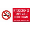 Autocollant vinyl - Interdiction interdit de fumer sur le lieu de travail - L.200 x H.100 mm