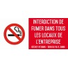 Interdiction de fumer dans tous les locaux de l'entreprisel - Autocollant vinyl waterproof - L.200 x H.100 mm