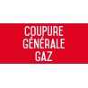 Autocollant vinyl - Coupure générale gaz - L.200 x H.100 mm