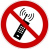 Panneau interdiction d´activer des téléphones mobiles
