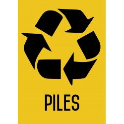 Autocollant vinyl - Recyclage piles - L.210 x H.297 mm